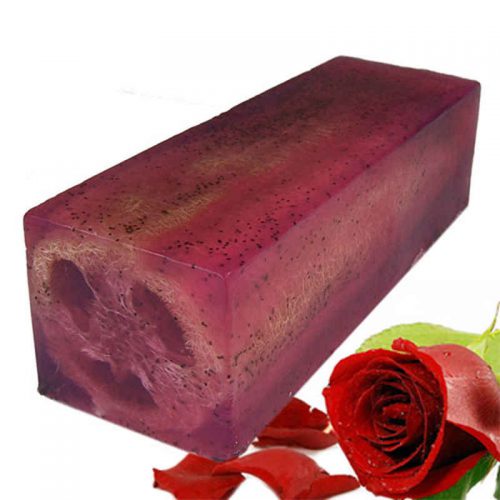 Zartduftendes Rosenpeeling Luffa Seife