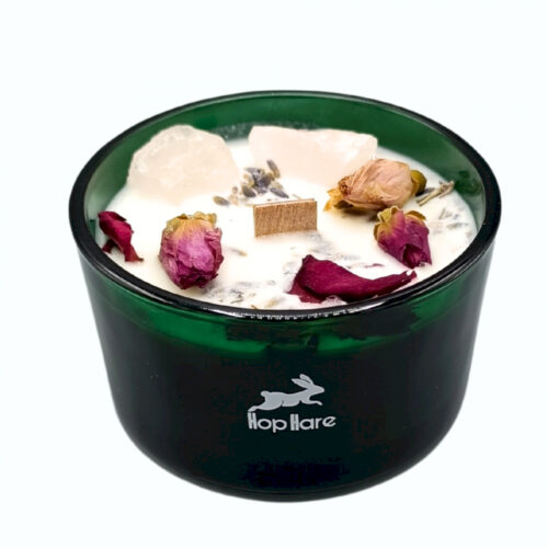 Magische Blumenkerze mit Kristallen- The Lovers