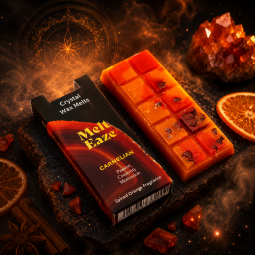 Kristall-Duftwachs Karneol mit Spiced Orange Duft